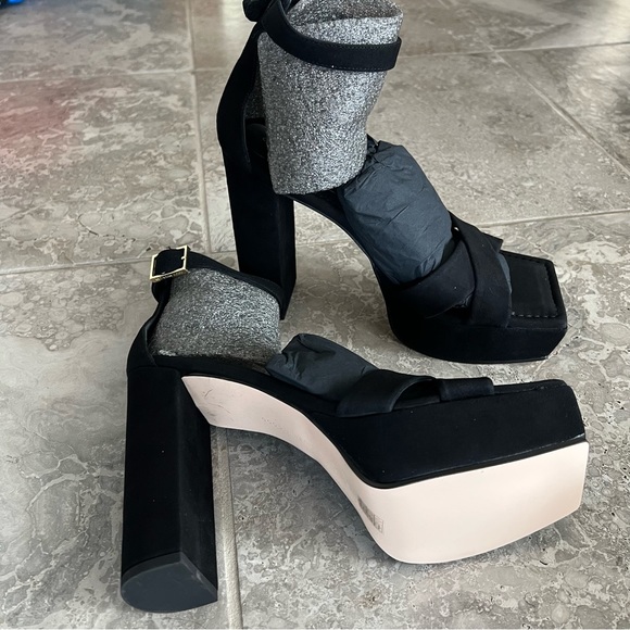 Good American Suede Platform Ankle Strap Sandals Size 11.5 NEW in Box w/Dust Bag - Picture 6 of 12